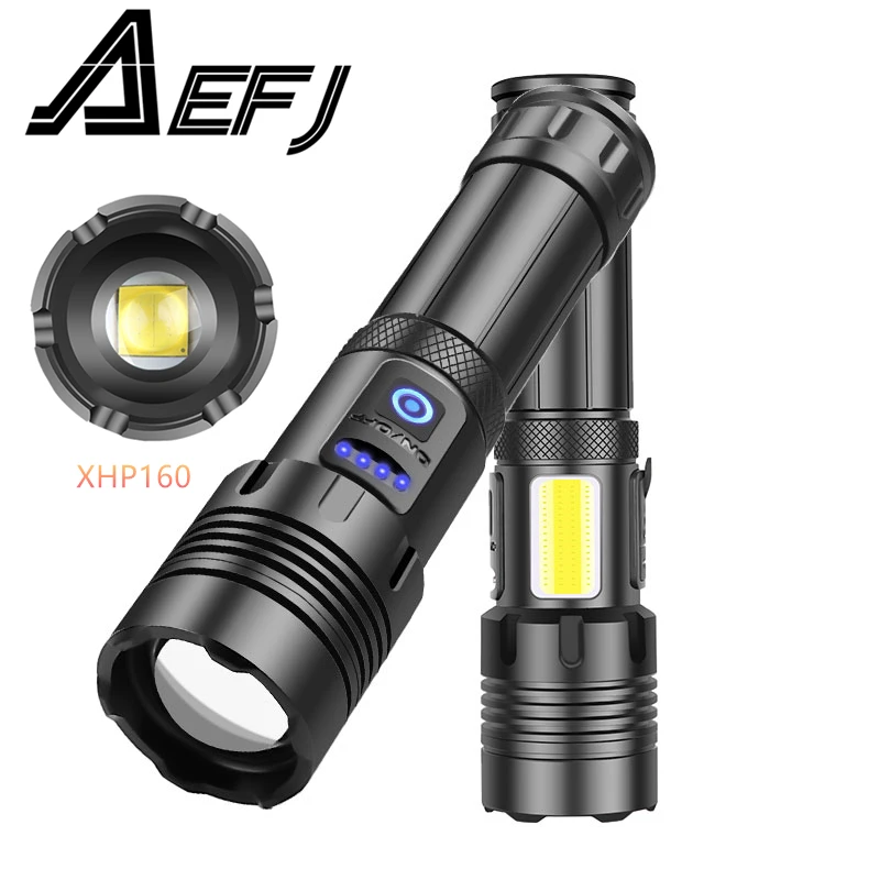 

Dropshipping Powerful LED xhp160 most COB flashlight Zoom led torch 18650 or 26650 battery Best Camping, Outdoor