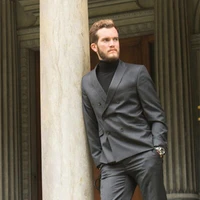 new black 2 pieces men suits fashion formal business men suit set custom prom groom wedding dress blazer jacketpants