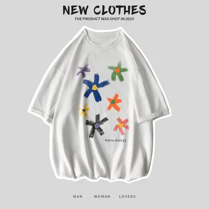 

han Women's T-shirts, Western style, all-match design, niche short-sleeved tops, loose half-sleeves