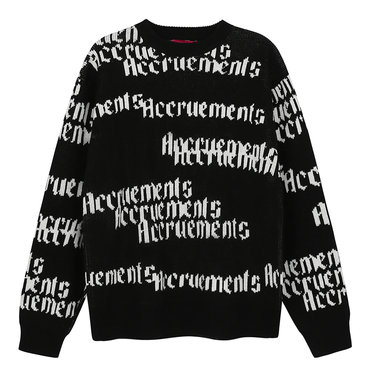 LACIBLE-suéter de estilo Harajuku para hombre, jersey con letras de Jacquard, ropa de calle informal, de punto, Hip-Hop, blanco y negro