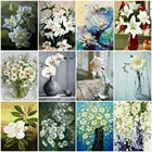 HUACAN картины по номеру цветок DIY Рисование холст ручная роспись по номеру цветок украшение дома