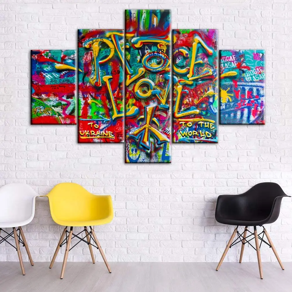 Без рамки 5 шт. рок-н-ролл Битлз граффити музыкальный холст HD плакаты настенное