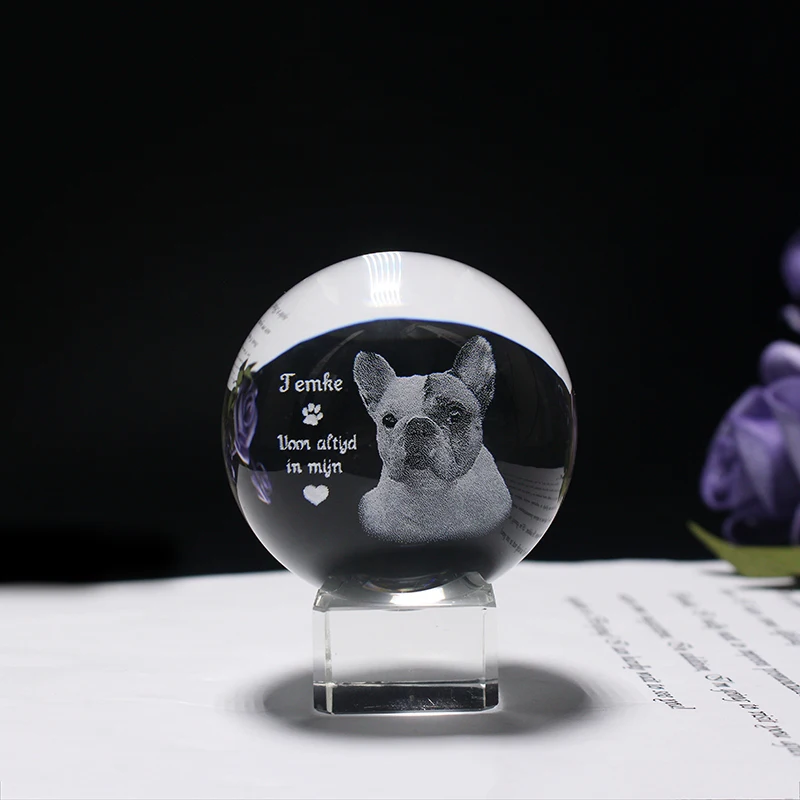 Personalized Crystal Photo Ball Custom Image Laser Engraving Glass Sphere Statue Baby Wedding Family Picture Souvenirs | Дом и сад