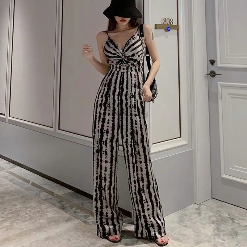 Летние женские комбинезоны с глубоким V образным вырезом облегающие брюки