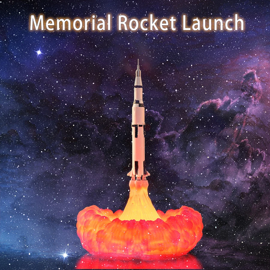 

Dropshipping Memorial Gift 3D Print Space Shuttle Rocket Night Light Apollo Rocket Desk Atmosphere Lighting Kids Christmas Gift
