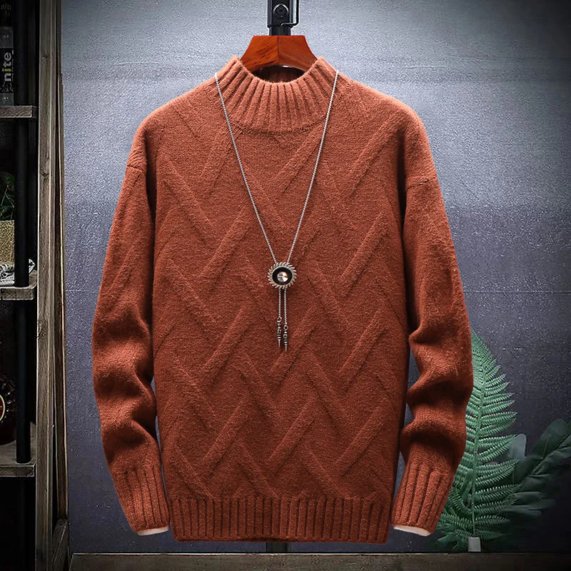 Зимний мужской Корейский Осенний Повседневный тонкий вязаный свитер с длинным