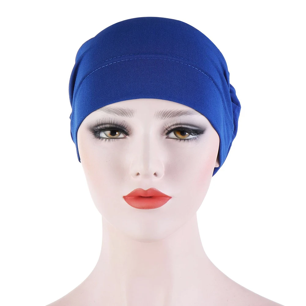 

Women Muslim Solid Color Soft Knotted Night Sleep Beanie Muslim Bonnet Turban Chemo Hat