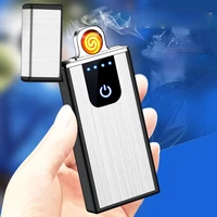 brushed metal rechargeable cigarette heating wire lighter usb rechargeable windproof lighter smoking accessories gift for men
