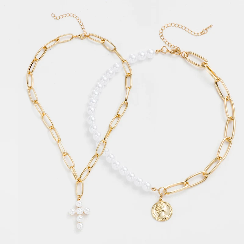 Fever&ampFree Four Layers Pearl Choker Necklace Irregular Virgin Mary Pendant For Women Fashion Statement Jewelry | Украшения и