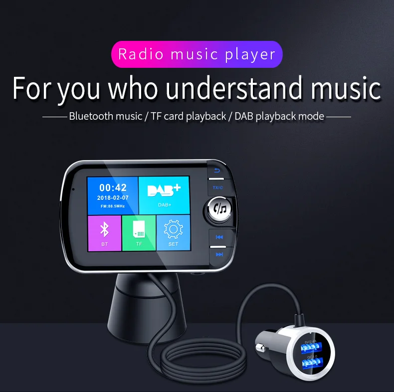 DAB004 Bluetooth 4 0 FM передатчик модулятор Dual USB Автомобильное мобильный телефон громкой