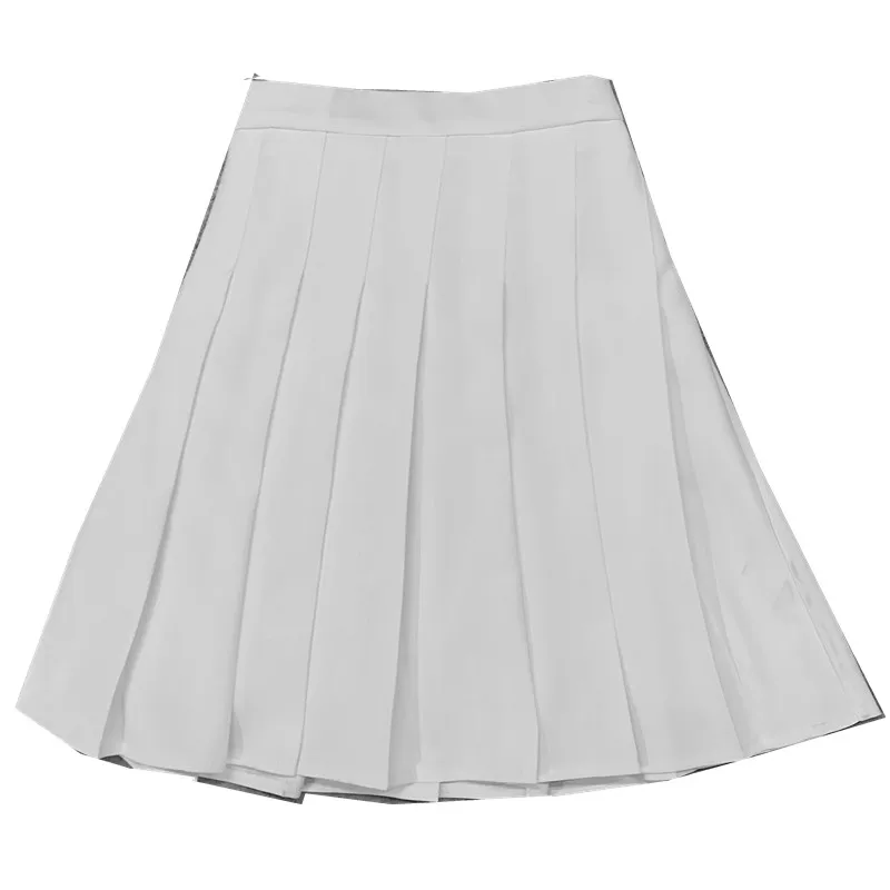 Женская летняя юбка-трапеция белая Плиссированная Юбка-миди с высокой талией 2020