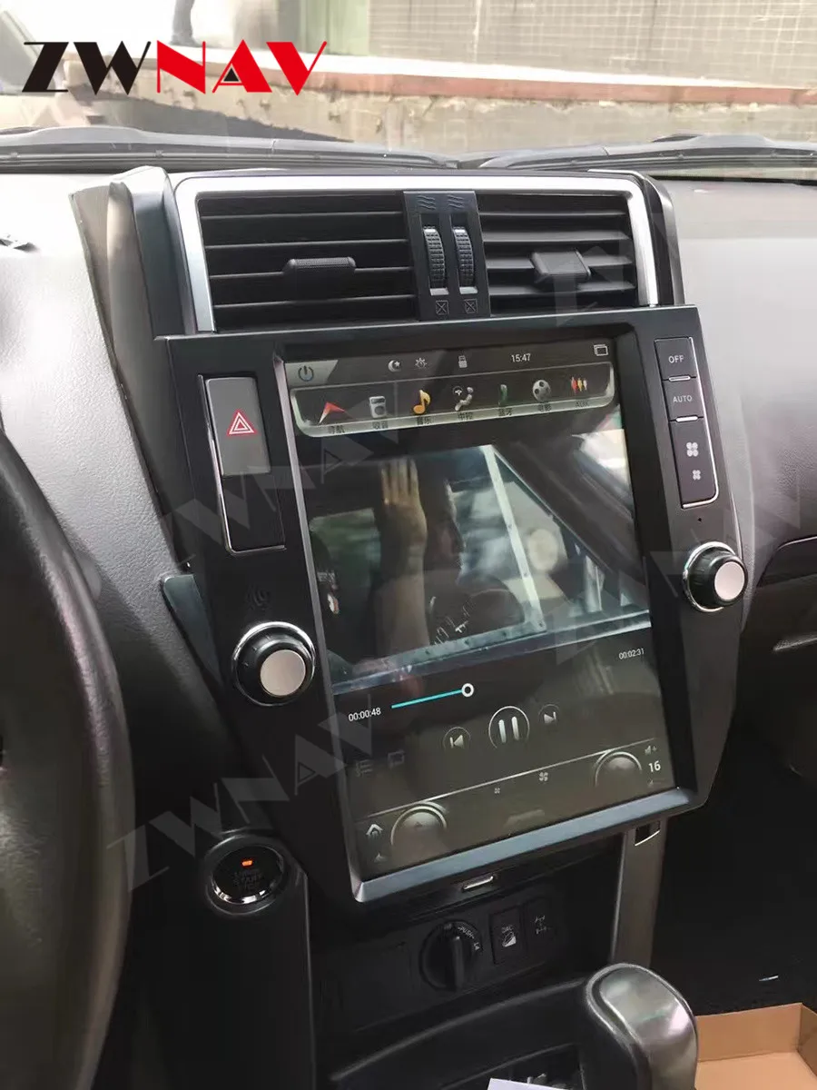 Автомобильный мультимедийный плеер tesla style Vertical screen на Android 9.0 для Toyota Land Cruiser Prado 150 2014-2017 годов.