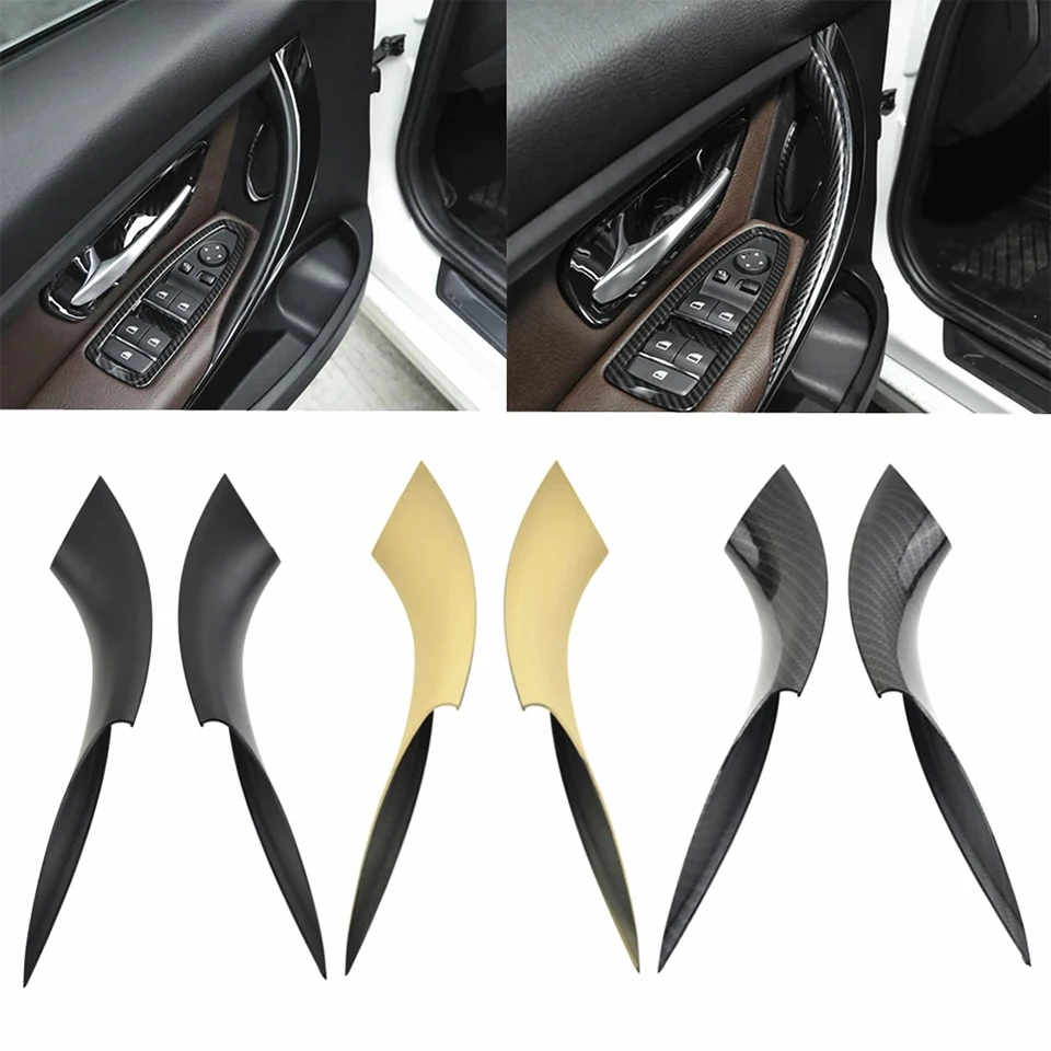 For BMW 3 Series F30 F31 M3 F35 ABS Interior Door Handle Pull Protective Cover Carbon Fiber Beige Black Auto Accessories
