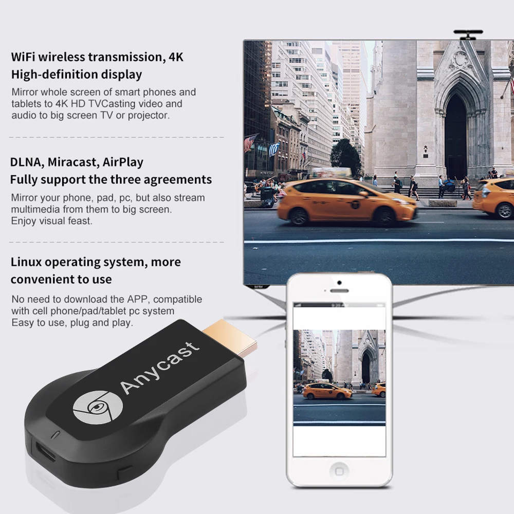 Портативный M4 Plus беспроводной WiFi ключ 1080P дисплей для зеркального отображения
