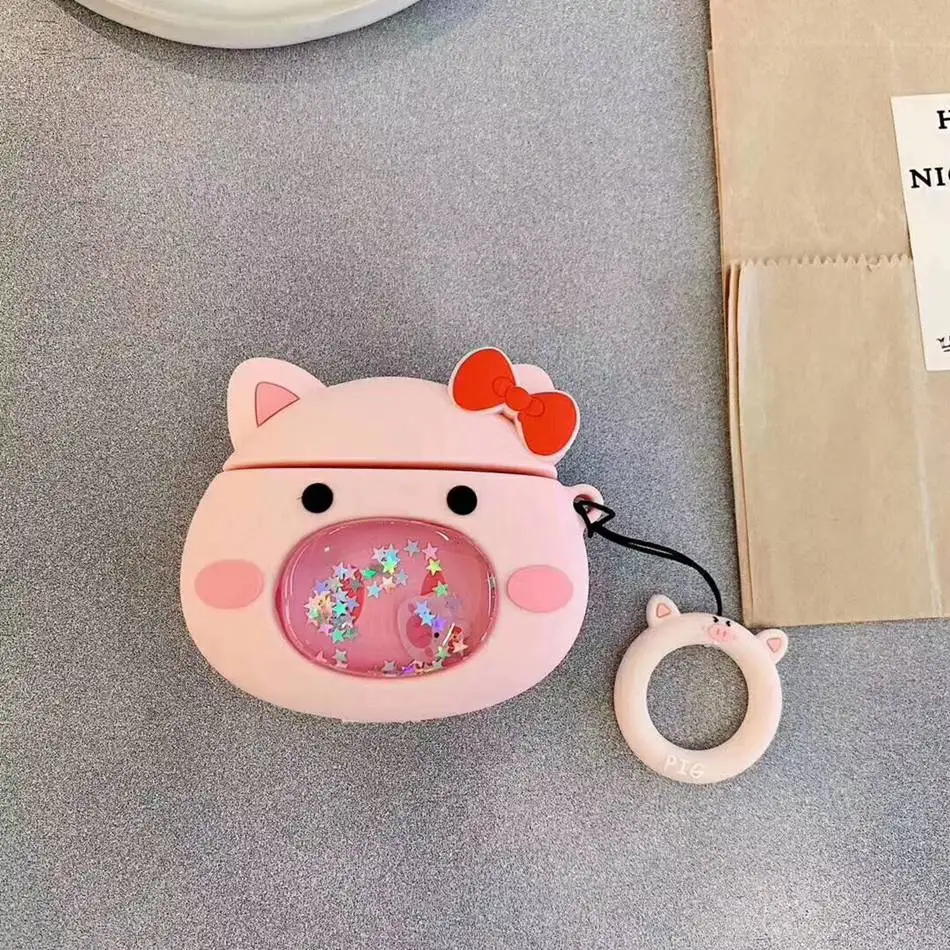 593-P 3D Жидкий чехол для наушников Airpods 2 Чехол милый Блестящий песок чехол для Apple Air pods чехол защищенные Наушники Earpods чехол - Цвет: 593-P