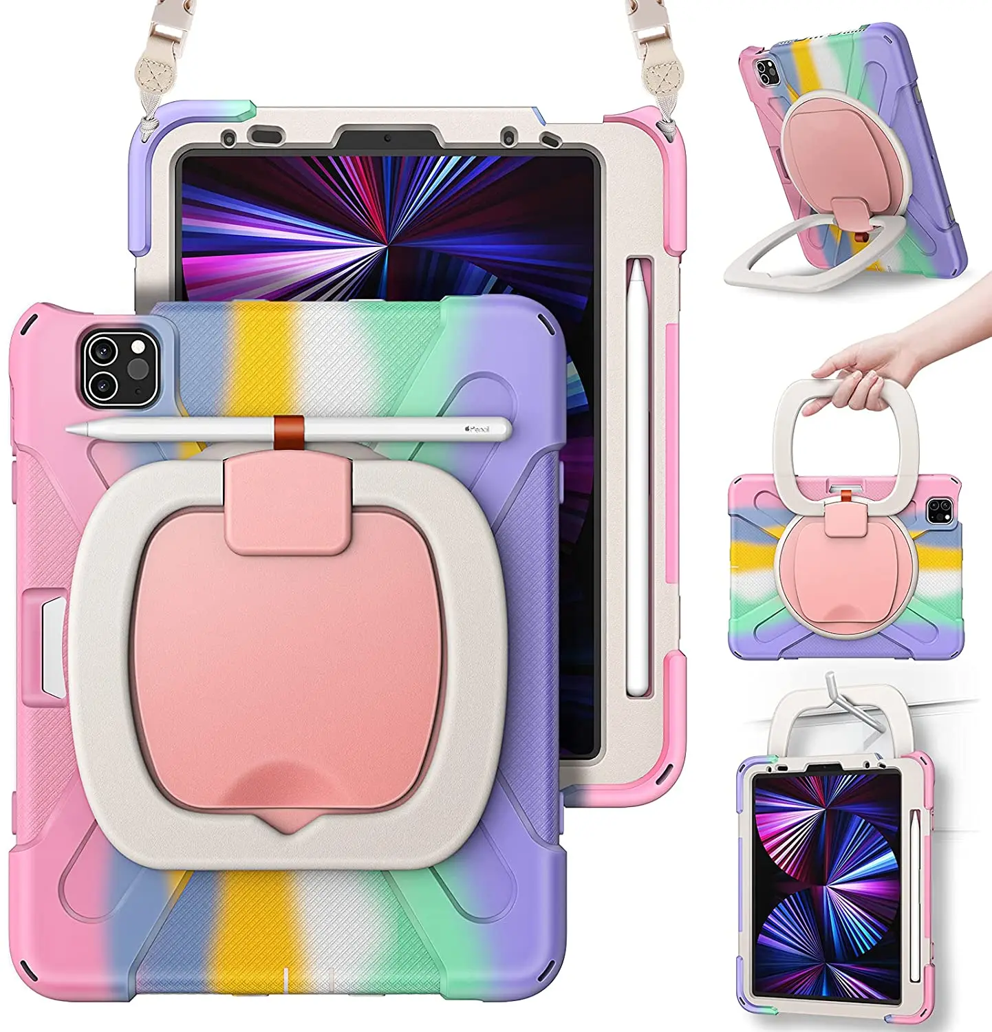 

Чехол KENOBEE для iPad Pro 11, 2021, 2020, 2018/ Air 4, 10,9 дюйма, вращение на 360 °, многофункциональная ручка, противоударный чехол с подставкой