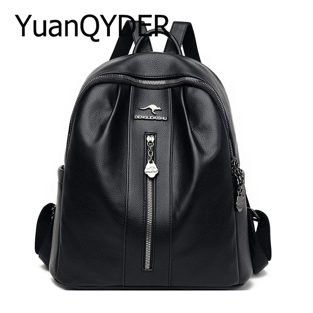 

Women Pu Leather Backpack Fashion New Tide Solid Color Female Shoulder Bag Designer Brand Luxury Large Capacity Ladies Mochilas