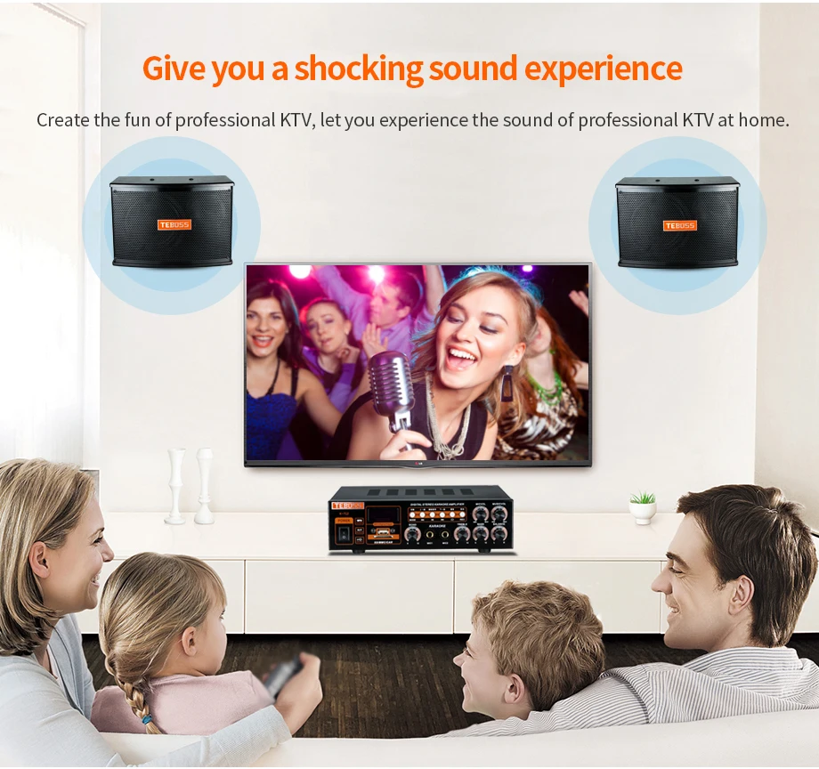 Oupushi профессиональная карточная посылка, динамик, Bluetooth, домашний караоке, усилитель с 2 динамиками для сцены и семейного KTV