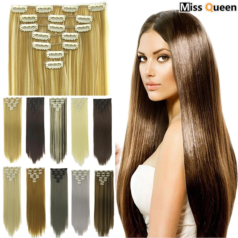 Мисс Королева 7 шт./компл. 22 &quot парик заколки для волос трессы 140G Прямые 16 клипов в