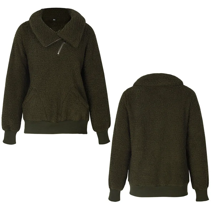 Новинка Модный женский однотонный зимний свитшот с длинным рукавом джемпер