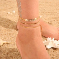 bohemian gold color geometry bracelet on the leg fashion multilayer female anklets barefoot for women leg beach foot jewelry
