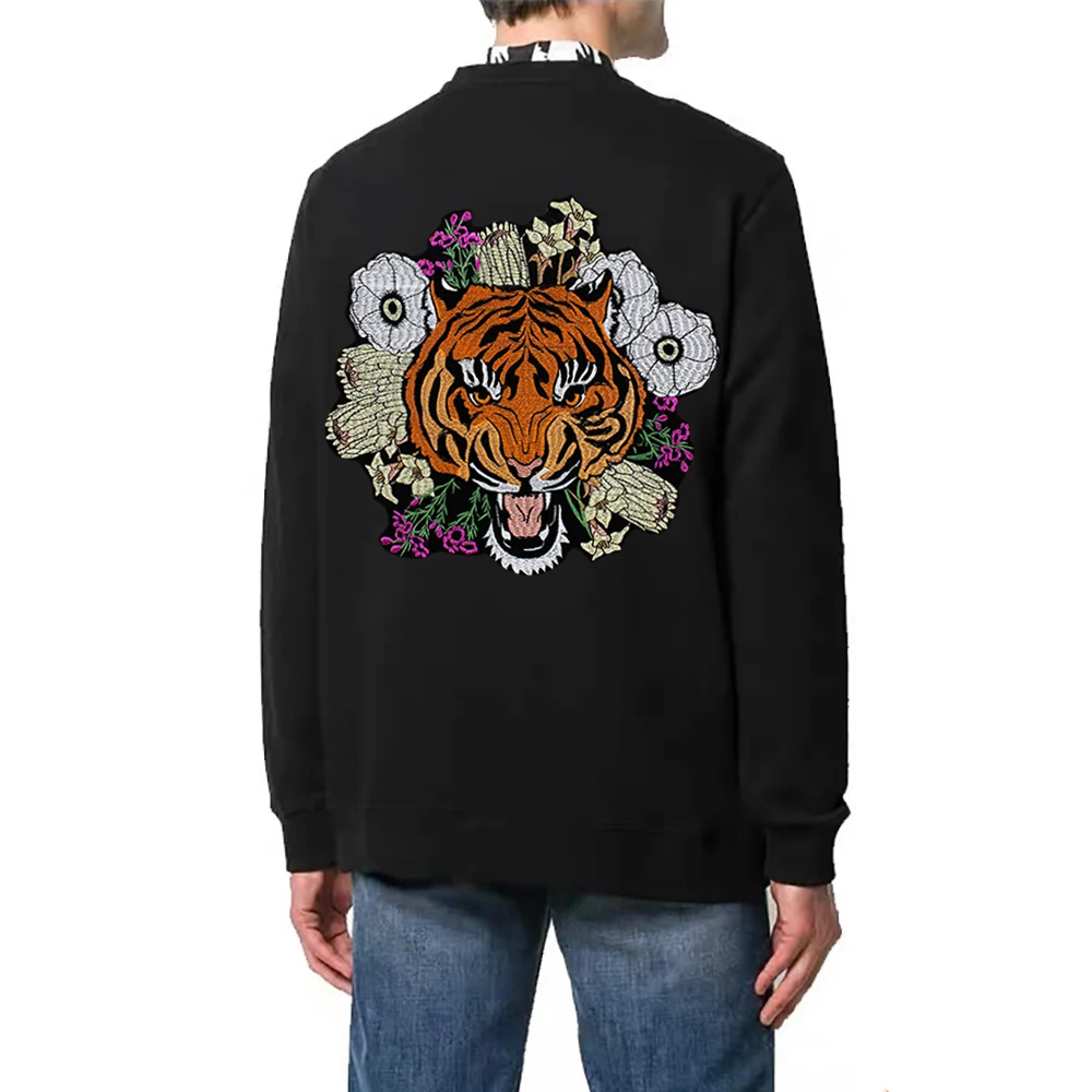 1 шт. модная крутая большая желтая нашивка с вышивкой тигра и цветами аппликация