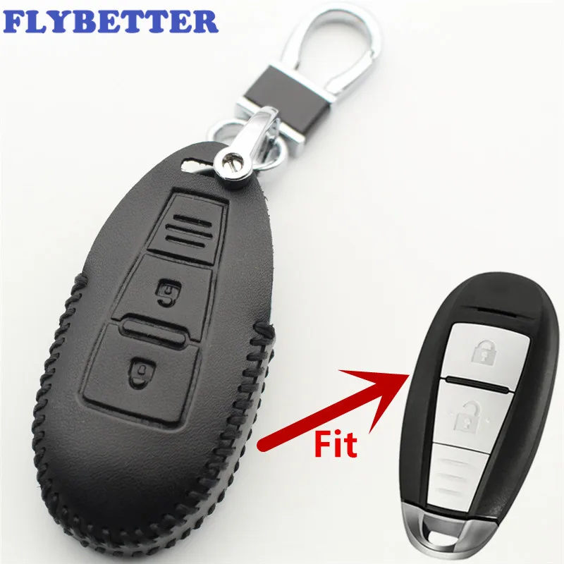 FLYBETTER чехол из натуральной кожи с 2 кнопками для Suzuki Vitra/Swift/SX4/Baleno/Kizashi/Ertiga/Ignis