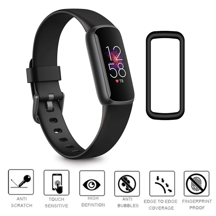 

3D Curved Edge Full Cover Protective Film for Fitbit Luxe Smart Wristband Soft TPU Screen Protector for Fitbit Luxe Accessories