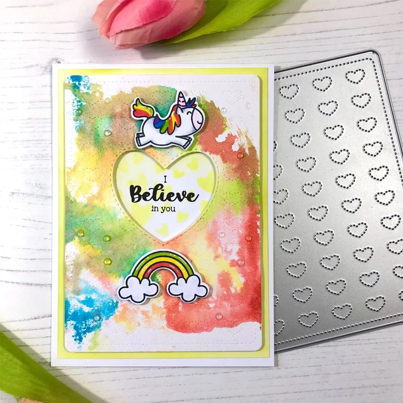 QWELL Happy Unicorn металлические режущие штампы с прозрачными штампами радужные конфеты