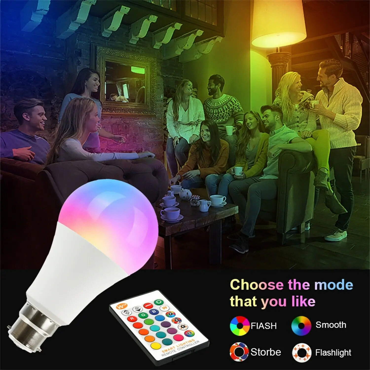 Rgb лампа светодиодный светильник B22 E27 16 цветов меняющая лампу байонетная