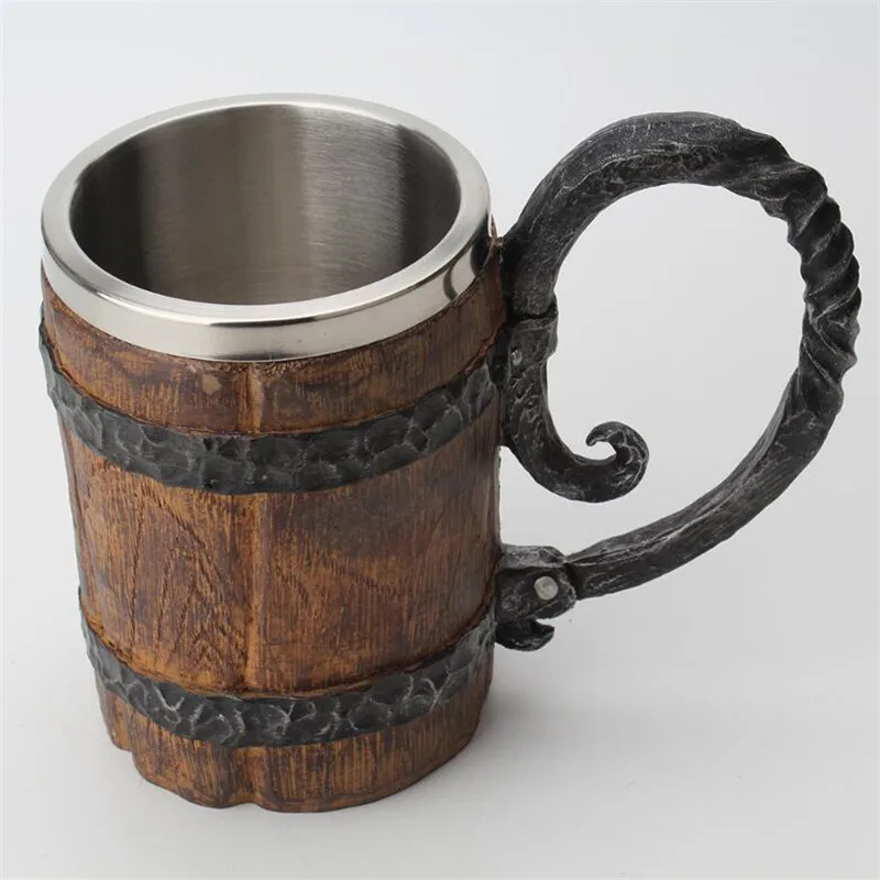 

Men's outdoor tableware personality double beer mug creative personality office resin stainless steel liner drinking cup