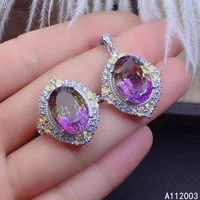 kjjeaxcmy fine jewelry 925 sterling silver inlaid ametrine female gemstone ring pendant set fashion