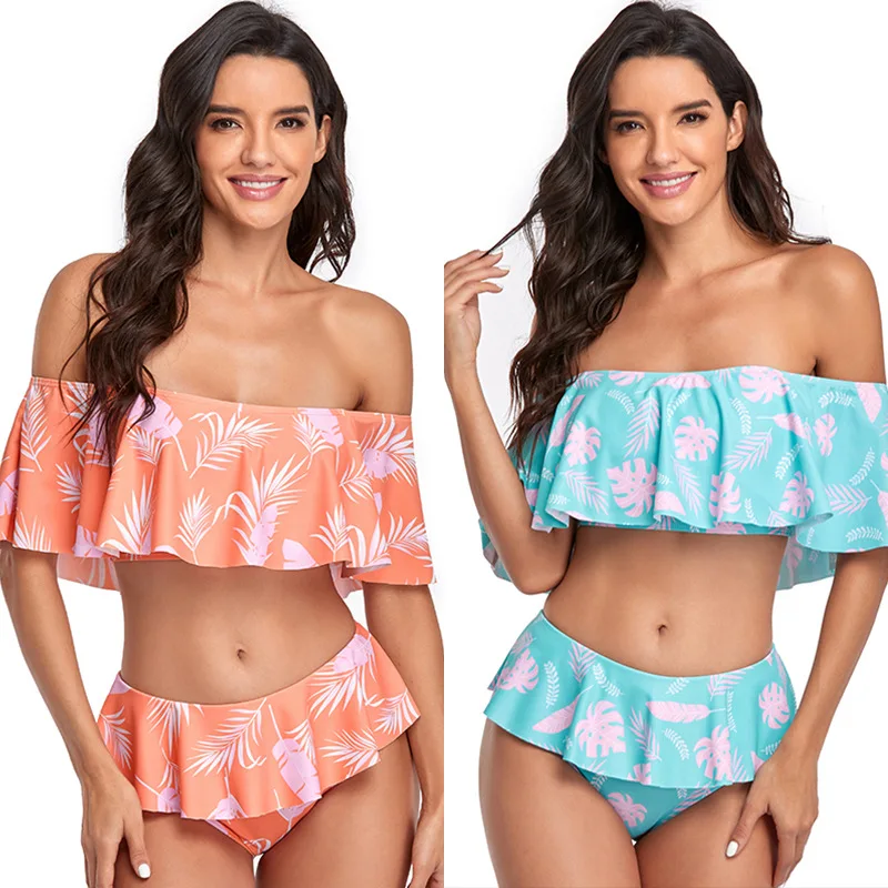 

Bikini For Women 2021 Summer Bathing Suit Swimsuit Beach Sexy Swimwear New Print Skirt Split Stock Polyester Sierra Surfer Swim