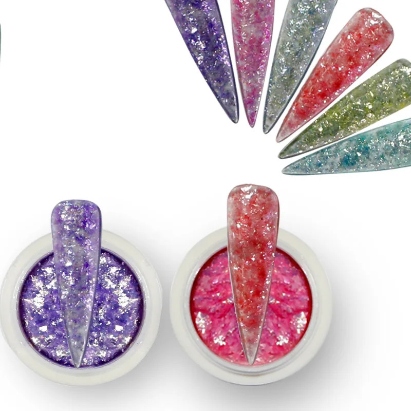 12 цветов голографическая пудра для ногтей нанесения с помощью клея лазерным