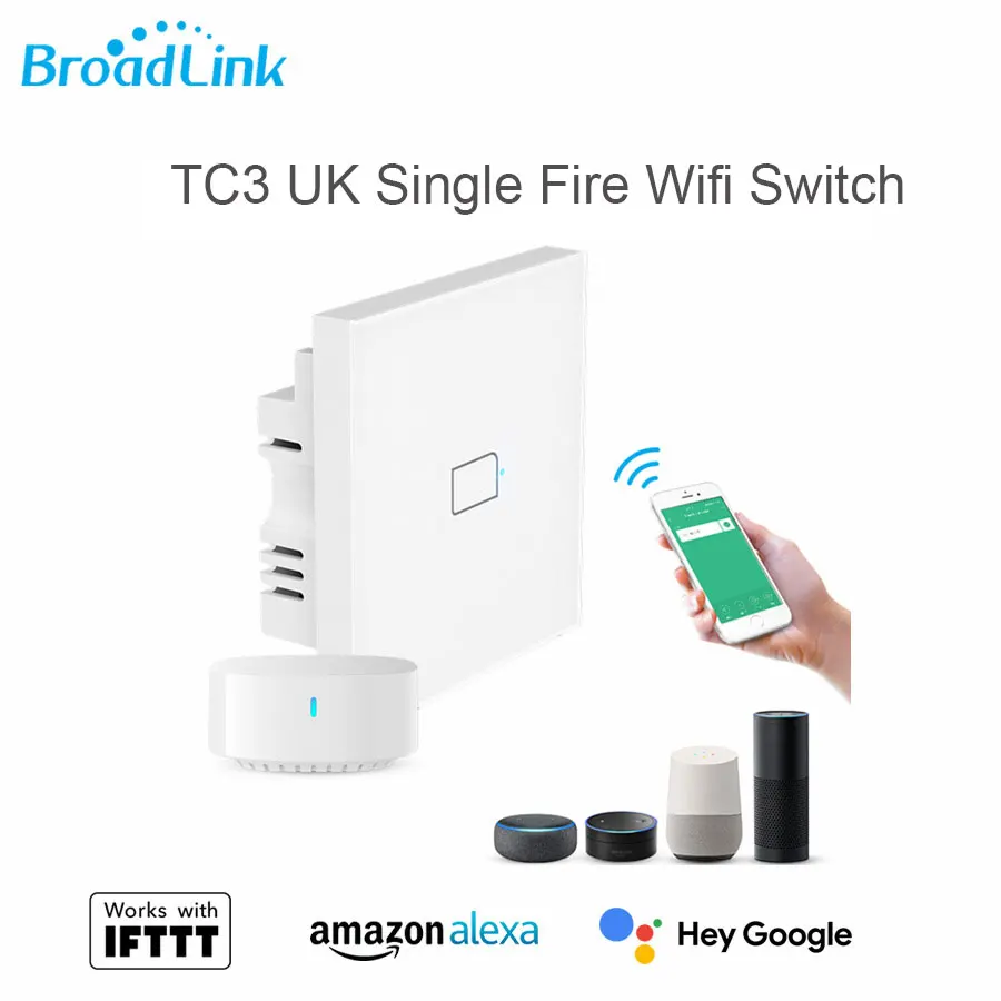 Фото Умный светильник ель Broadlink TC3 UK 1/2/3 клавиши Wi-Fi не требует нейтрального провода