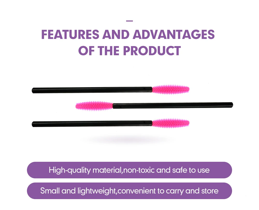 50pc Silicone Make Up Brush For eyelash extension Four Colors One-off Disposable Eyelash Brush Mascara Applicator Wand Brush
