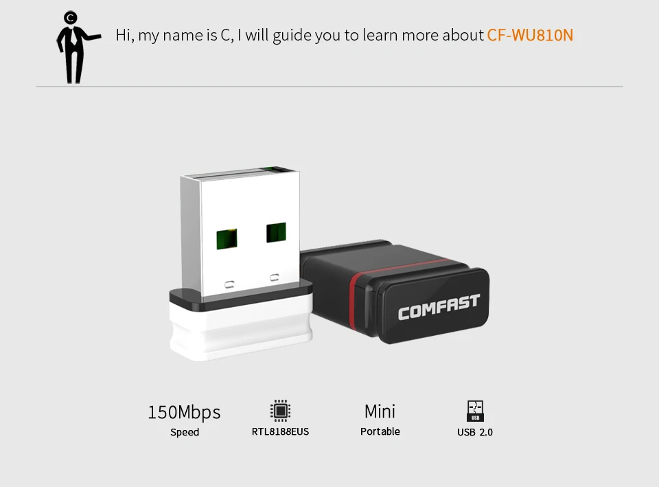 Comfast Mini USB Wi-fi адаптер 2,4G Wifi dongle 150 Мбит/с 802.11b/g/n Wifi излучатель Wi-fi приемник сетевая карта антенна