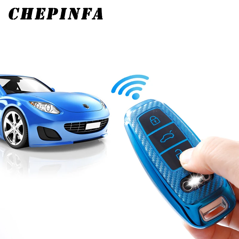 Чехол из углеродного волокна TPU для автомобильных ключей защитный чехол Audi A6 A6L A7