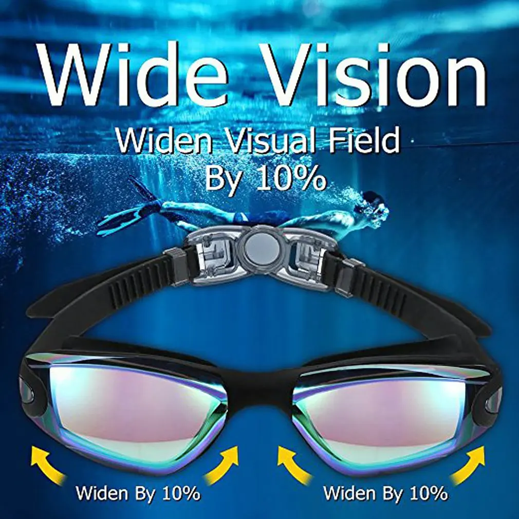 

Adult Anti Fog Silicone Swimming Glasses Anti Fog Coating Treatment Of Lens Golden Angle Vision Design