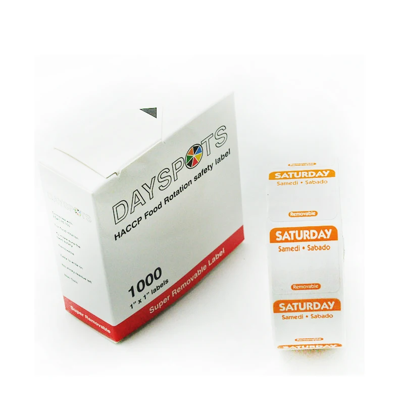 DaySpot HYDS-RL1x1-WEEK съемный клей Labels" X1" дюймов Дата наклейки для хранения еды вращение, 1000 этикеток/рулон