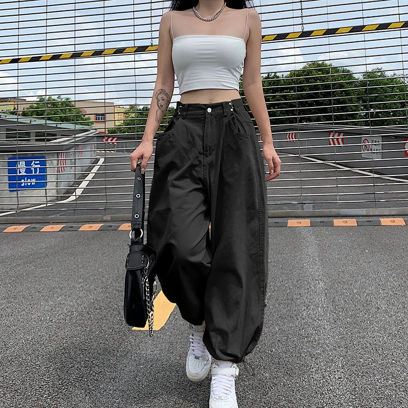 

Harajuku Jogging Cargo Pants Women 2021 Summer Outfits Fashion Long Trousers Y2k Streetwear Bottoms Black Khaki Baggy Pantalon