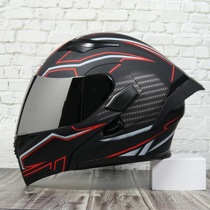 Модульный мото rcycle шлем флип анфас гоночный шлем cascos para мото двойной объектив может быть оснащен Bluetooth capacete DOT - Цвет: 16