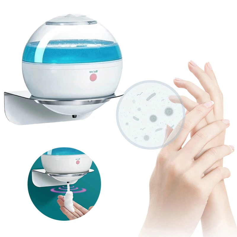 

500ml Spherical Automatic Soap Dispenser Wall-mounted Transparent Visible Infrared Sensor Automatic Foaming Hand Soap Dispenser