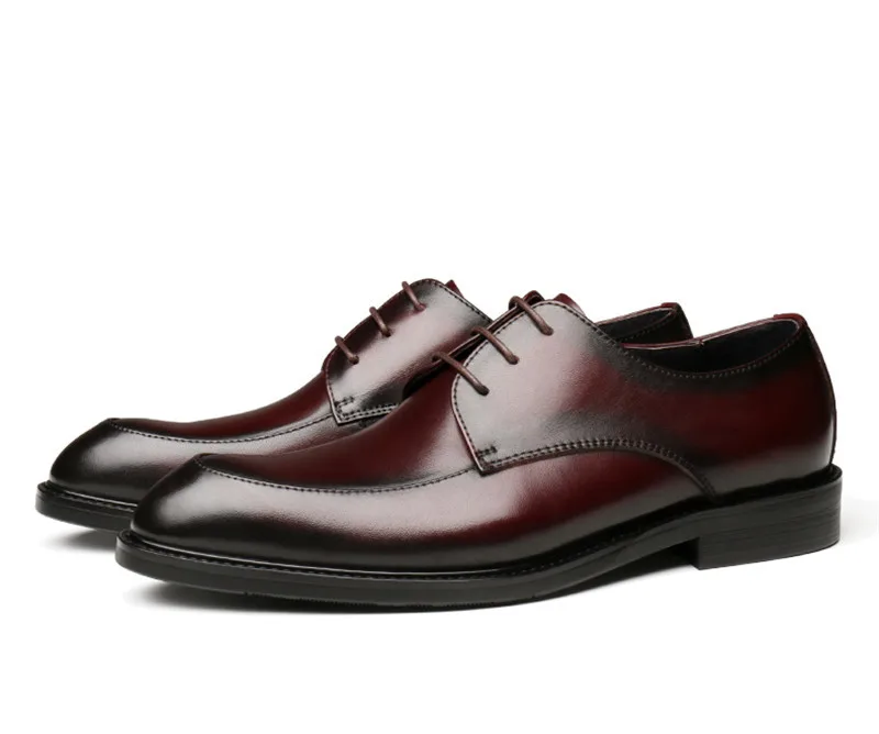 Модные мужские деловые туфли в стиле дерби цвет черный темно-коричневый