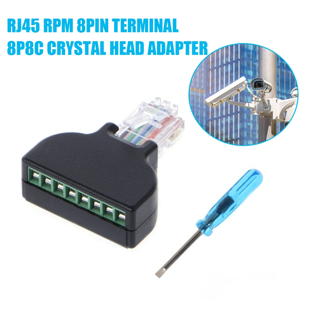 

1 шт. переходник с RJ45 на 8 контактов 8P8C кристальная головка Cat5e Cat6e Cat7e кабель адаптер стандартной розетки для камеры видеонаблюдения