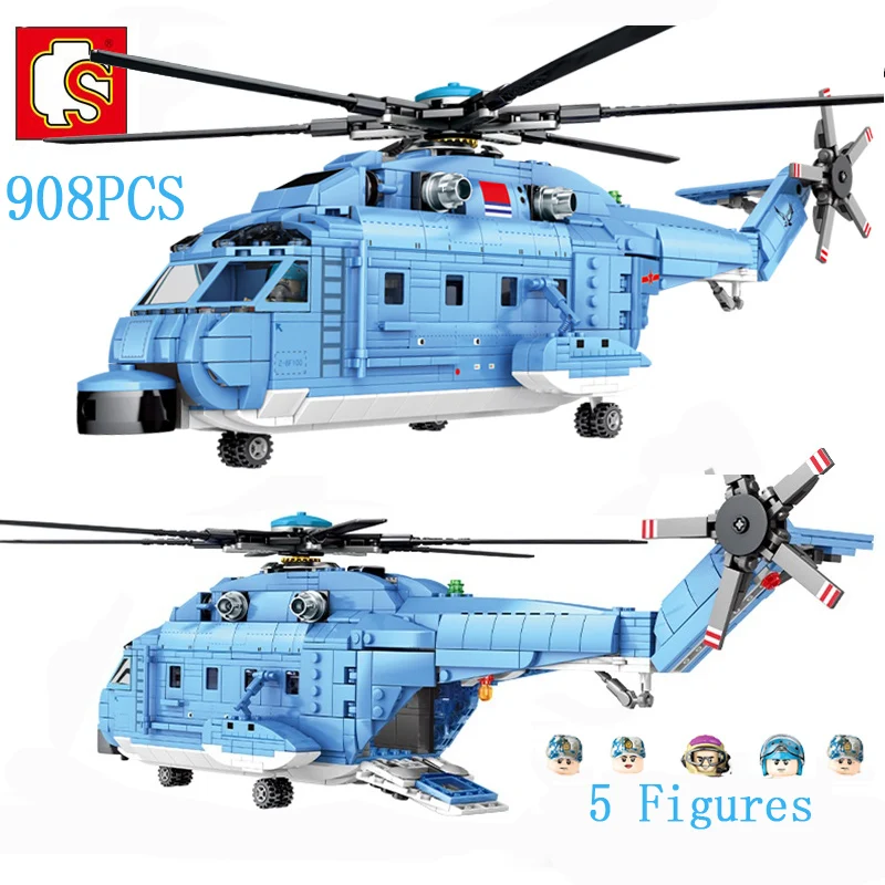 SEMBO военный вертолет истребитель строительные блоки городская полиция Z 18