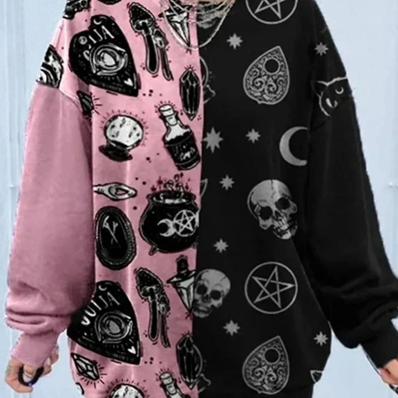 

oose Casual Thin Tops Long Sleeve Plus Size Streetwear Girls White Butterfly Printing Fun Crewneck Sweatshirt Women Oversized L