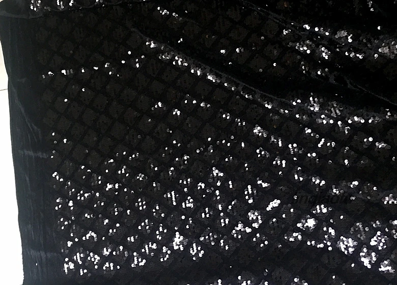 High-end apparel fabric Velvet bottom diamond plaid sequined Dress dress performance clothing fashion | Дом и сад