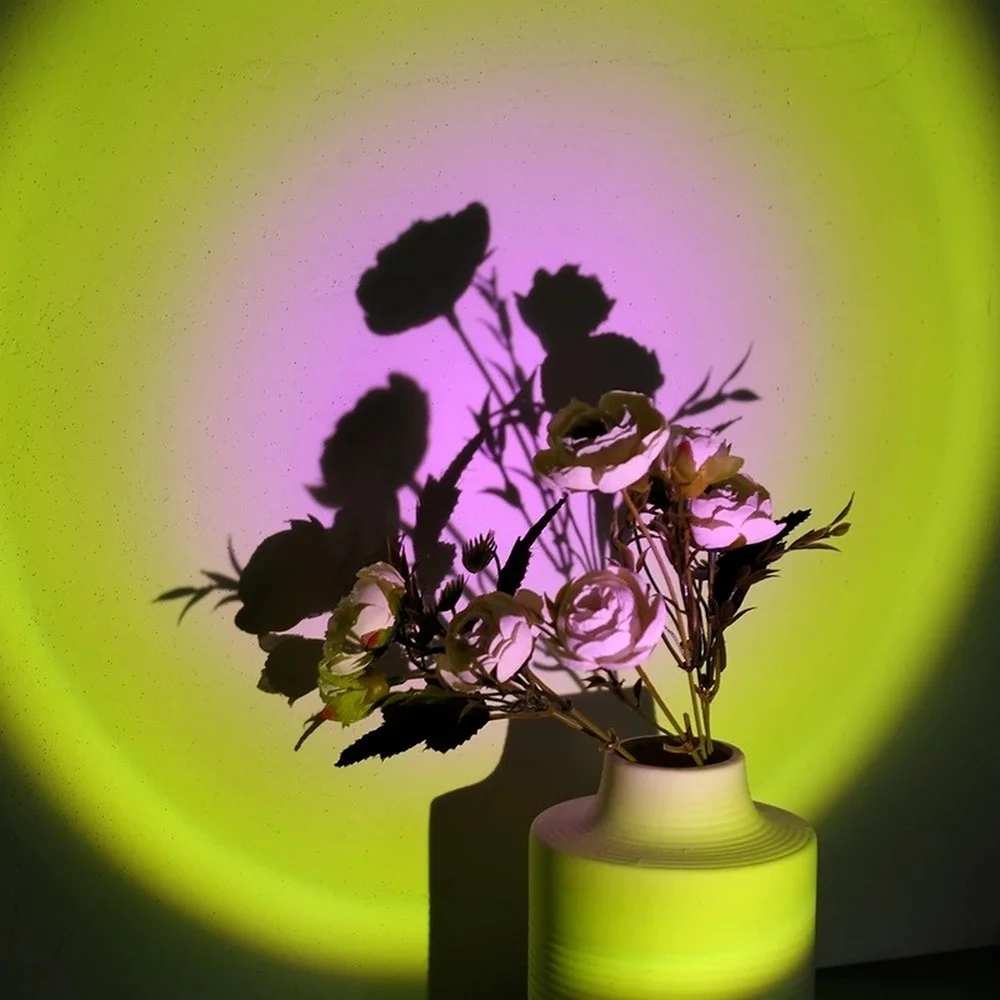 

Sunset Projection Lamp Rainbow Atmosphere Led Night Light Sunset Light for Home Bedroom Background Wall USB Table Lamp.