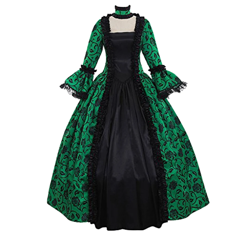 

Women Plus Size Medieval Dress Retro Large Swing Tight Waist Medieval Maxi Dress Cosplay Halloween Costume